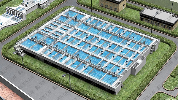 十八款禁用看尿口入口-污水处理工艺流程3D图