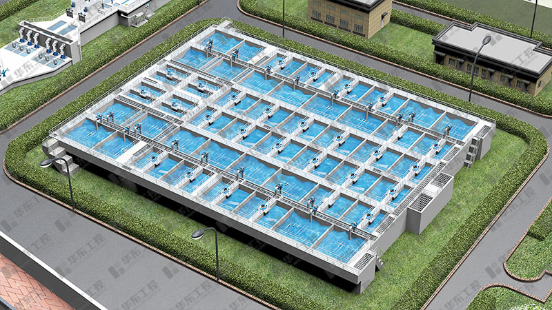 十八款禁用看尿口入口-污水处理工艺流程3D图